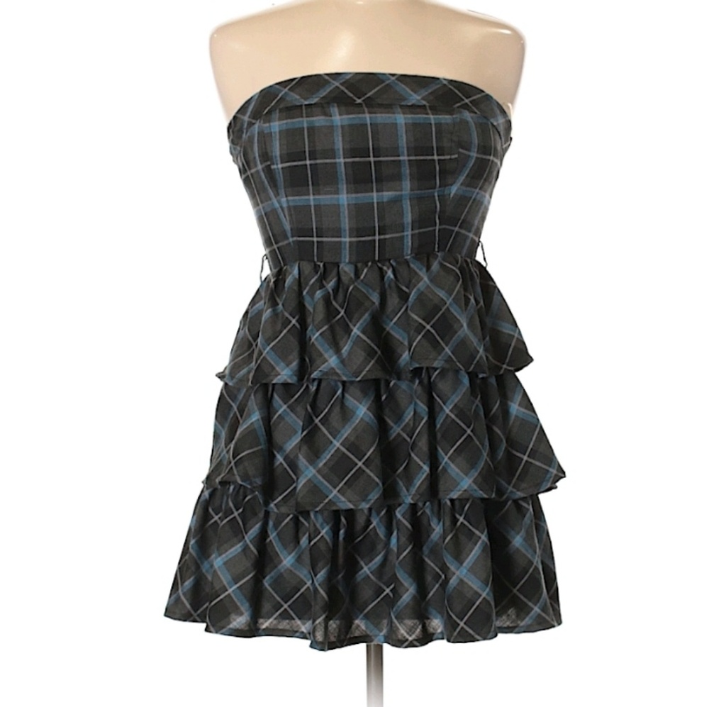Strapless plaid dress
